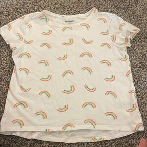 Old Navy Kids' White Tee with Colorful Rainbow Pattern